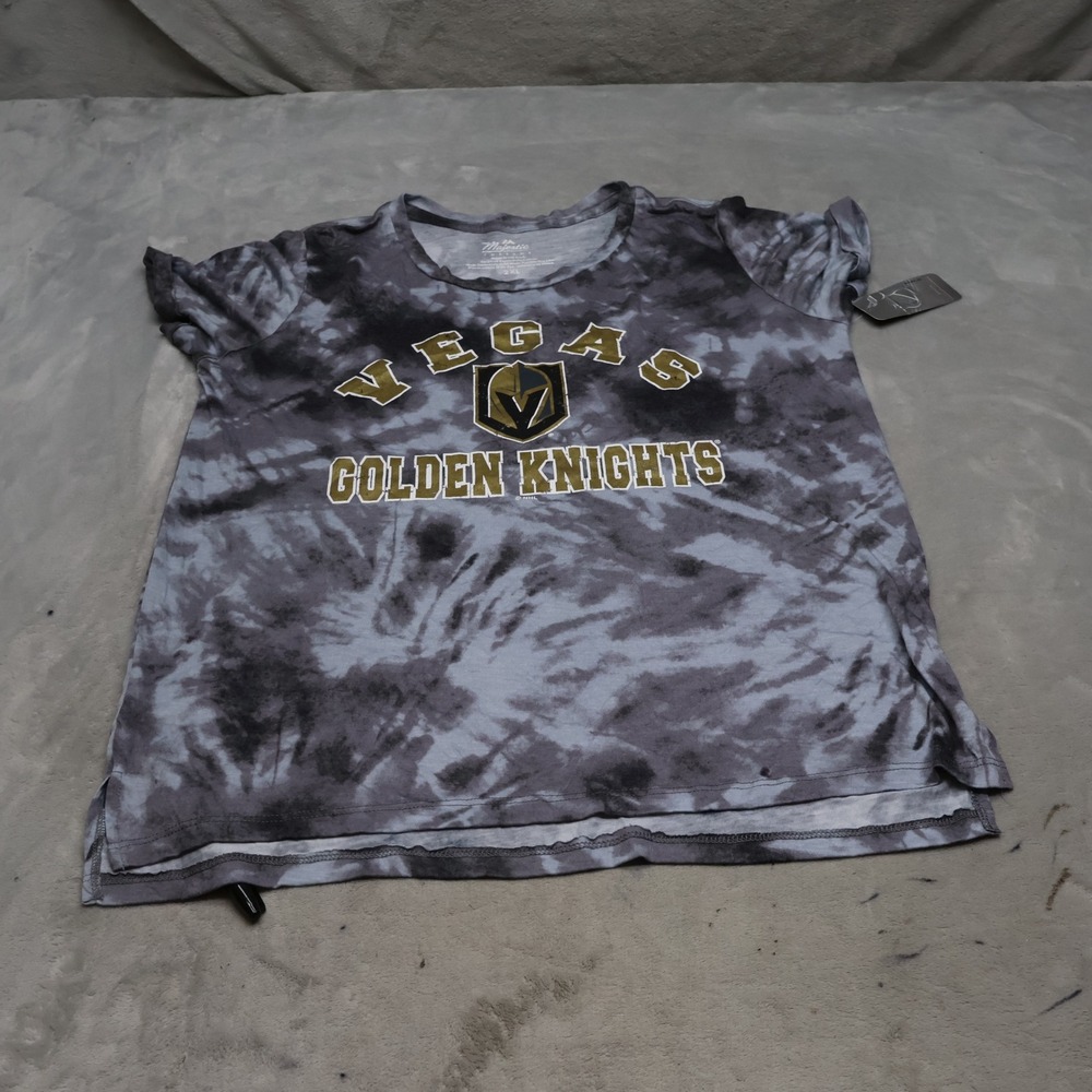 Vegas Golden Knights Shirt Women 2XL Majestic Threads NHL Grey Tie Dye USA NEW